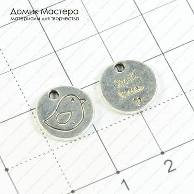 F-Pod-s-000289 - подвеска, птичка, 12мм