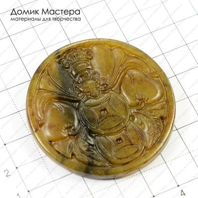 K-Kul-000343 - кабошон, резьба по камню, 55х6мм