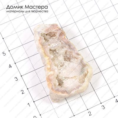 K-Kul-000397 - агатовая жеода с кварцевой друзой, титановое напыление, 56х34х12мм