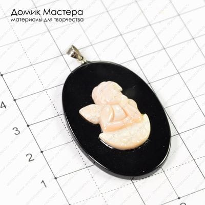 K-Kul-000301 - акриловая камея с перламутром, 40х29х5мм