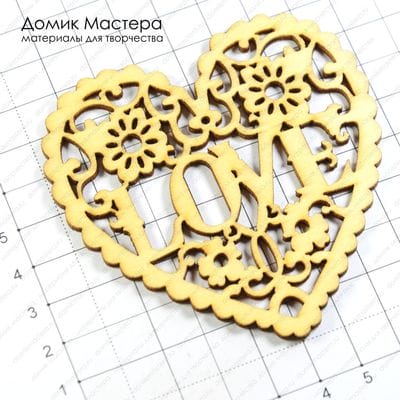 Dek-D-000005 - декоративный элемент из дерева LOVE, 80х80х2мм