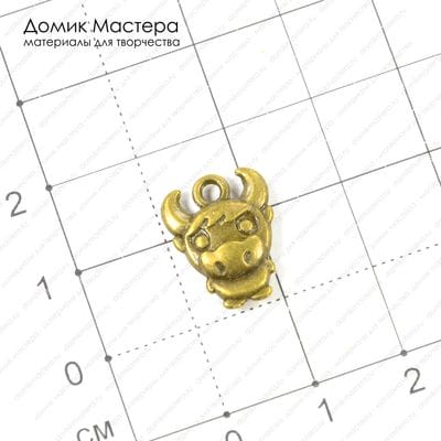 F-Pod-b-000179 - подвеска. коровка, двусторонняя, под бронзу, 15х12мм