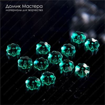 Bu-St-000106 - бусина, стекло, цвет изумрудный, 9мм