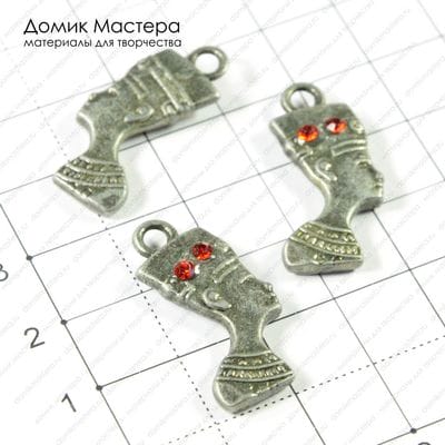 F-Pod-s-000244 - подвеска, двусторонняя, стразы, "темное серебро",  27х13мм