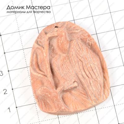 K-Kul-000487 - яшма, резная подвеска, матовая поверхность, 49х40х9мм