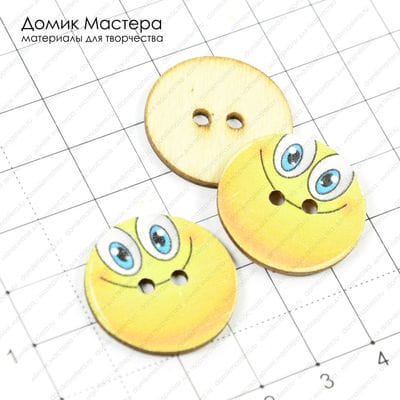 F-Pug-000055 - пуговица. дерево, печать на бумаге, 24мм