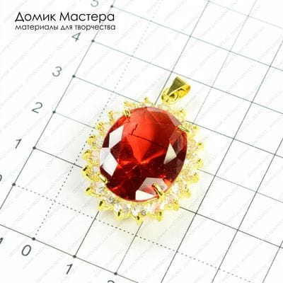 F-Pod-z-000028 - подвеска, под золото, стразы, граненный стеклянный кристалл, 33х25мм