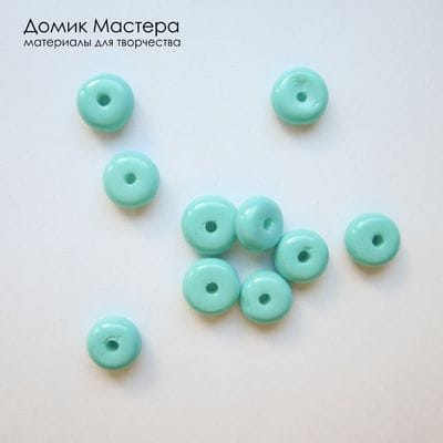Bu-Akr-000070 - бусина, стекло, 8х3мм, цвет светло-бирюзовый