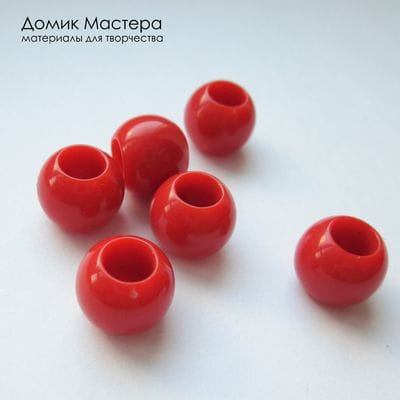 Bu-Akr-000071 - бусина, акрил, 11мм (отверстие 5мм), цвет красный