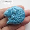 Bu-Ker-000003 - бусина, двусторонняя, керамика, рыбка, рыба, эмаль, 37х31х13мм