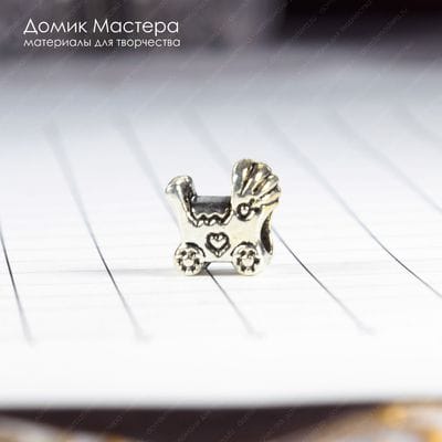 Bu-Met-000182 - бусина, коляска, бижутерный сплав, для евробраслетов, 12х11х6мм