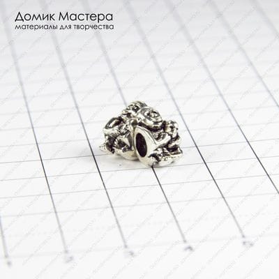 Bu-Met-000183 - бусина, обезьянка с детенышем, бижутерный сплав, 7х8х8мм