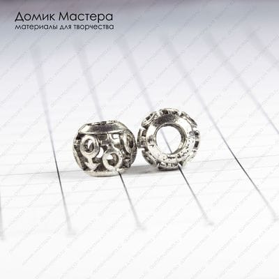 Bu-Met-000186 - бусина, филигрань, бижутерный сплав, для евробраслетов, 9х10мм