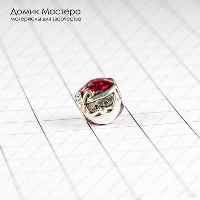 Bu-Met-000192 - бусина, дед Мороз, эмаль, бижутерный сплав, для евробраслетов, 9х10х10мм