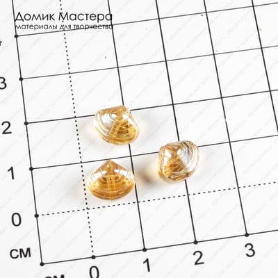 Bu-St-000122 - бусина, стекло, "ракушка", АВ покрытие, Чехия, 9х7мм