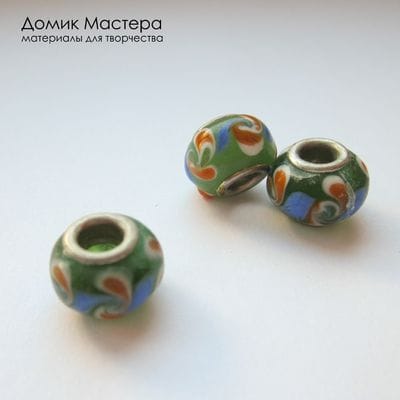 Bu-St-000137 - бусина, стекло, на европейский браслет, 13х10мм (отверстие 5мм)