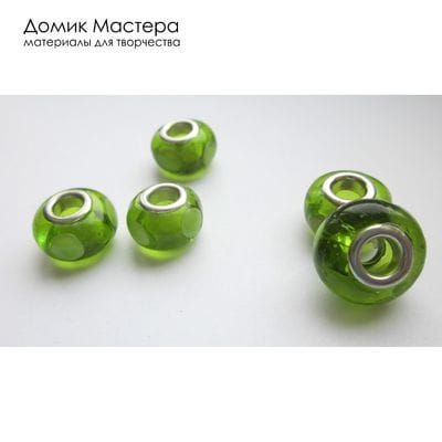 Bu-St-000138 - бусина, стекло, на европейский браслет, 13х10 мм  (+/- 1мм)(отверстие 5мм)