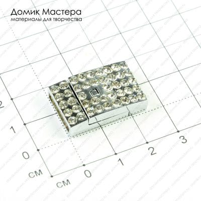 F-Zam-000047 - замочек для шнура 2х14мм, магнитный, стразы, 25х16мм
