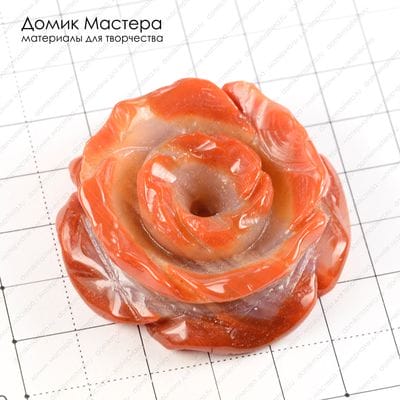K-Kul-000490 - агат, подвеска большая, резной цветок, 47х15мм