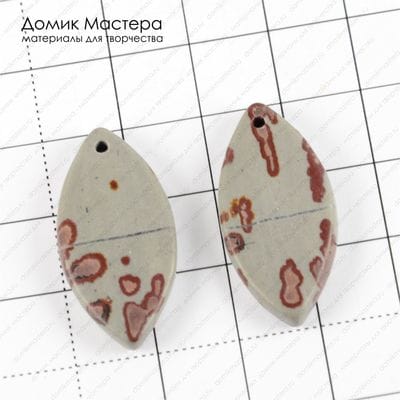 K-Kul-000638 - яшма, пара подвесок,  Африка, 30х15х3мм