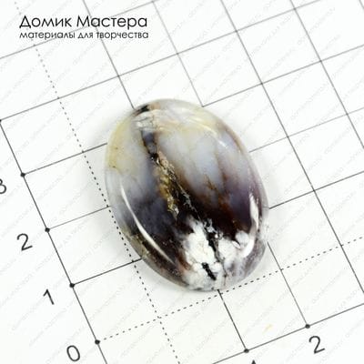 K-K-000559 - агат (опал) моховой, кабошон, 33х23х4мм