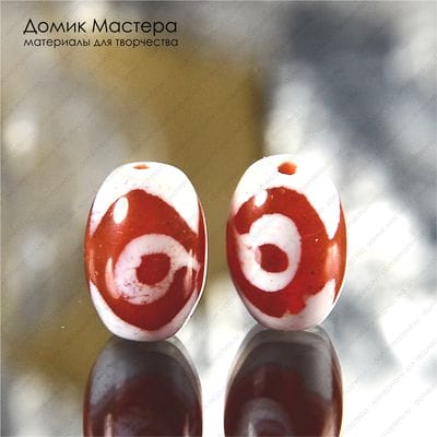 K-Bus-000695 - агат, пара бусин,  3 глазка, 12х8мм