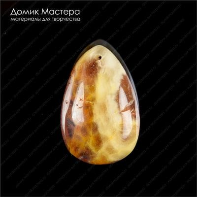 K-Kul-000670 - кварц, натуральный камень, двояковыпуклая подвеска, полупрозрачная, 26х17х10мм