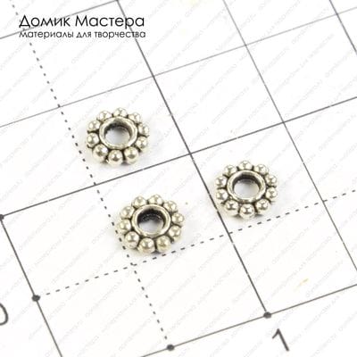 Bu-Met-000162 - бусина, под серебро, 6х1мм