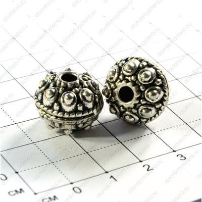 Bu-Met-000058 - бусина - крупная - под старинное серебро