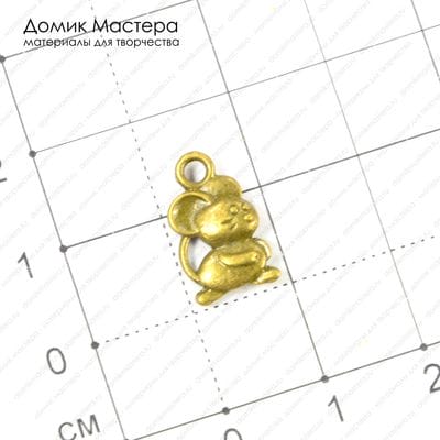 F-Pod-b-000175 - подвеска, мышонок, под бронзу, двусторонняя, 15х8мм