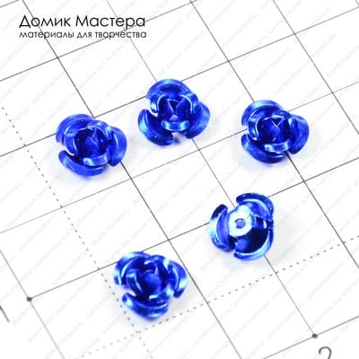 Dek-Met-000022 - декоративный элемент, цветок, синий, алюминий, 8мм