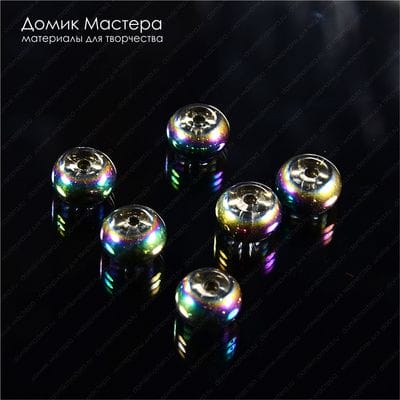 Bu-St-000083 - стекло, бусина, рондель, AB-покрытие, 8х6мм