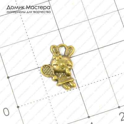 F-Pod-b-000172 - подвеска, зайчик, под бронзу, двусторонняя, 16х13мм