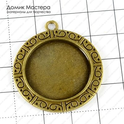 F-Pod-b-000184 - металл под бронзу, подвеска, 39мм, рамка 25мм