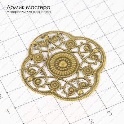 Dek-Met-000027 - декоративный элемент, филигрань, металл под бронзу, 45мм