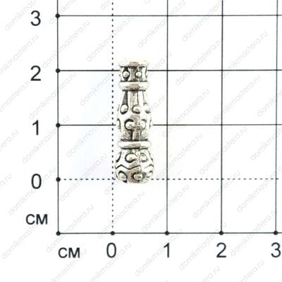 Bu-Met-000004 - Бусина - трубка - под серебро