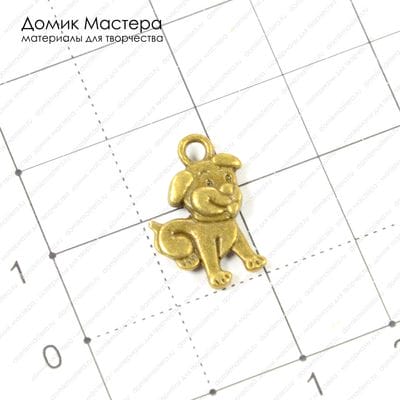 F-Pod-b-000170 - подвеска, собачка, под бронзу, двусторонняя, 16х12мм
