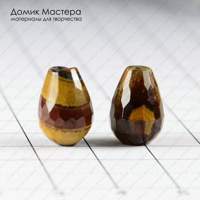 K-Bus-000772 - тигровый глаз, комплект из 2 бусин, 15х10мм