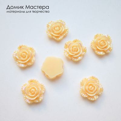 Dek-Akr-000036 - декоративный акриловый элемент, роза, цвет бежевый, 11мм