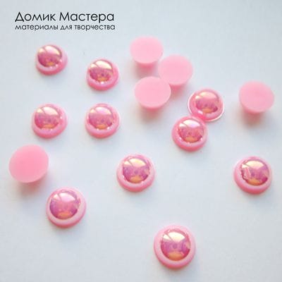 Dek-Akr-000038 - полубусина, акрил, цвет светло-розовый,  АВ покрытие, 8мм