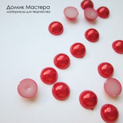 Dek-Akr-000052 - полубусина, акрил, цвет темно-красный, 6мм