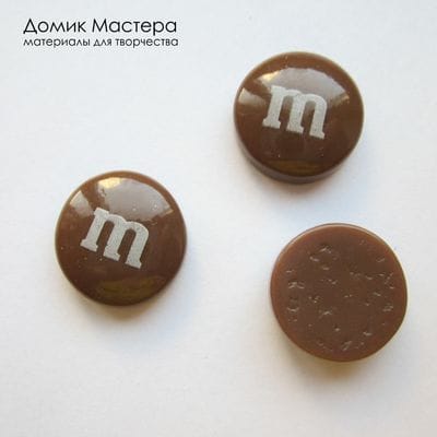 Dek-Akr-000058 - декоративный элемент, кабошон, цвет коричневый, 14мм