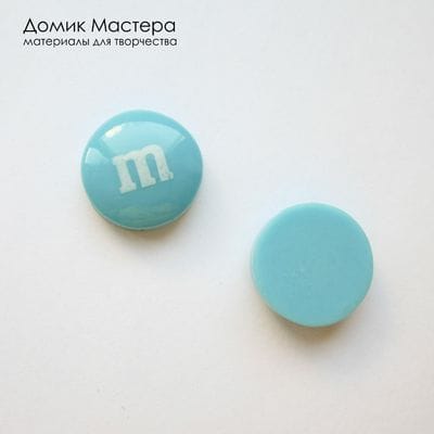 Dek-Akr-000064 - декоративный элемент, кабошон, цвет голубой, 14мм