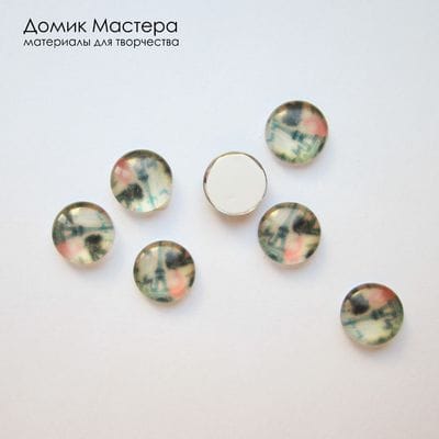 Dek-Stkl-000007 - кабошон на бумажной подложке, стекло, 10мм