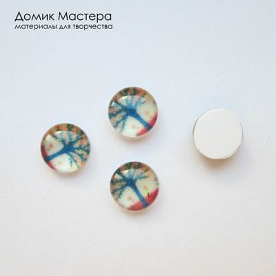 Dek-Stkl-000008  - кабошон на бумажной подложке, стекло, 10мм