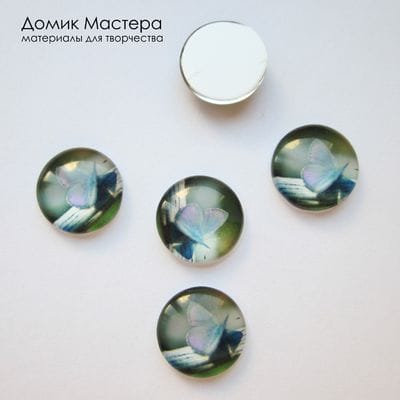 Dek-Stkl-000009 - кабошон на бумажной подложке, стекло, 14мм