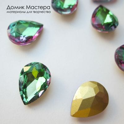 Dek-Str-000052 - кристалл капля, стекло, 14х10мм