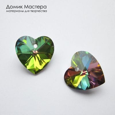 Dek-Str-000064 - подвеска, кристалл, стекло, напыление,  сердце, 17х18мм,  Чехия