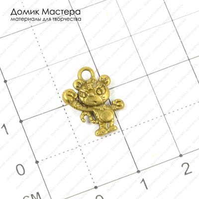 F-Pod-b-000180 - подвеска, тигр, под бронзу, 16х13мм, двусторонняя