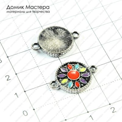 F-Kon-000091 - коннектор, эмаль, под старинное серебро, 22х15мм